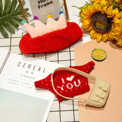 1set Clothes Suit Exquisite Soft Knitted Sweater DIY Accessories For 30cm Kawaii Yellow Duck Lalafanfan Plush Toys Stuffed Dolls