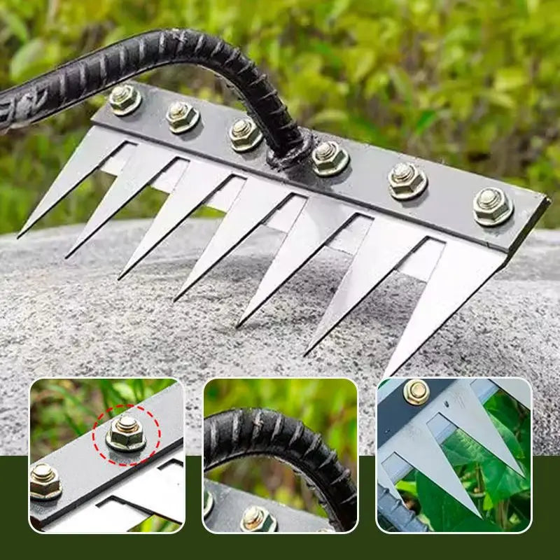 5/6/7/8 Teeth Agricultural Rake Soil Loosening Weeding Tool Manganese Steel Garden Weeding Rake Multi-use Agricultural Straw Hoe