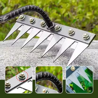 5/6/7/8 Teeth Agricultural Rake Soil Loosening Weeding Tool Manganese Steel Garden Weeding Rake Multi-use Agricultural Straw Hoe