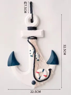 13"Nautical Wood Anchor Wall Art Decor Door Hanging Ornament Beach Theme Home Decoration Nautical Beach Wooden Anchor with Rope