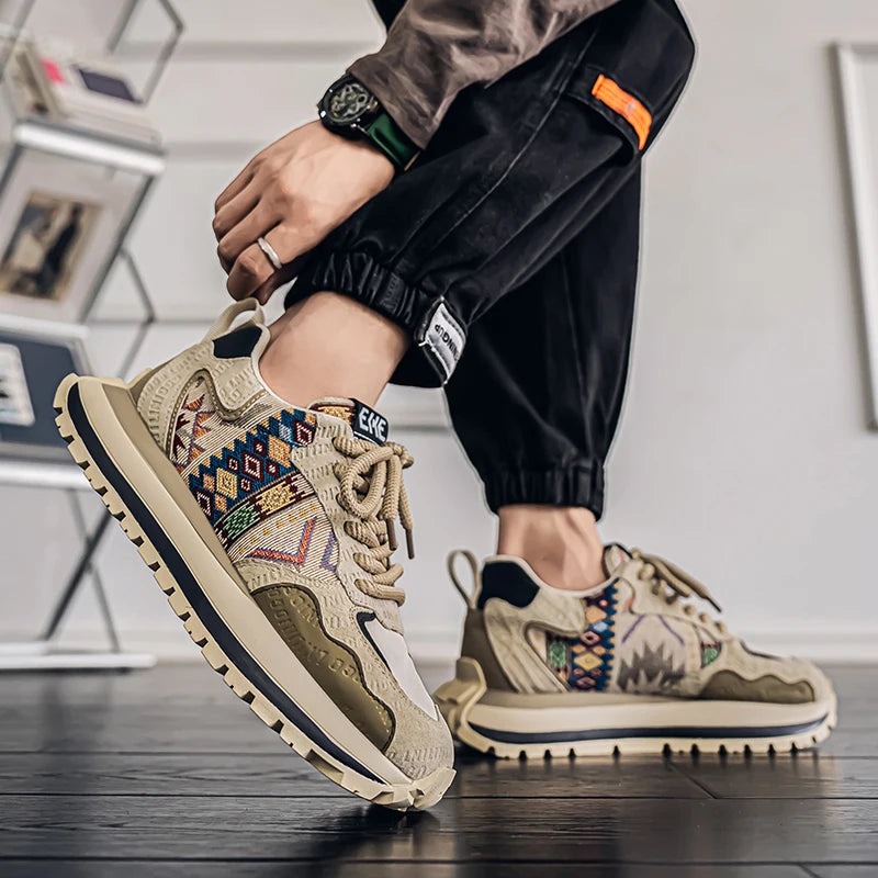 2025 Trend Print Mens Fashion Shoes Design Chunky Men Casual Sneaker Breathable Platform Sneakers Male Running Jogging Shoes