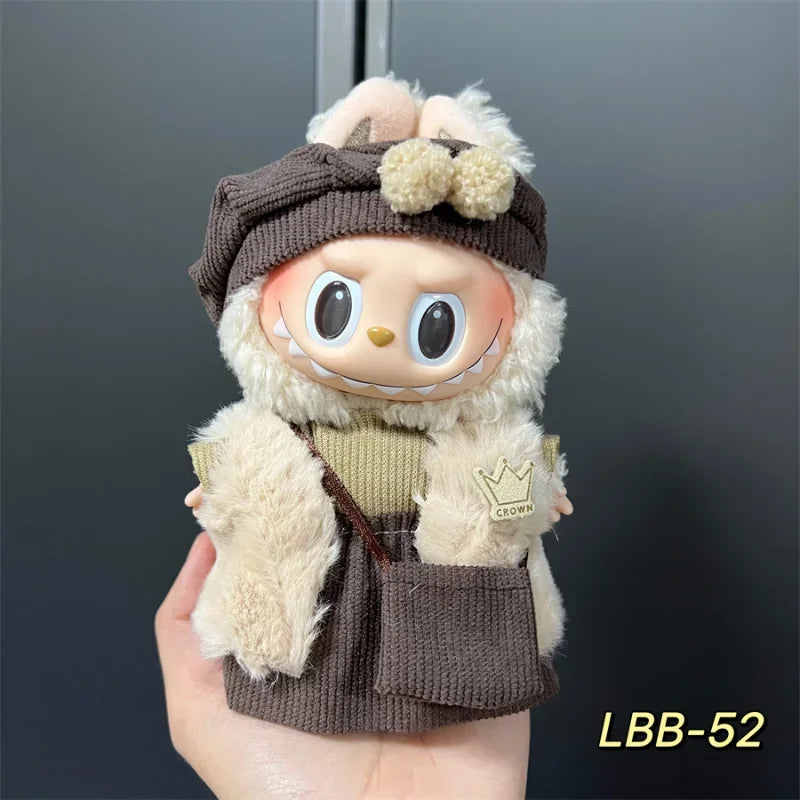 POP Labubu baby clothes 17cm plush vinyl labubu sit-down party first-generation and second-generation suit, clothes only