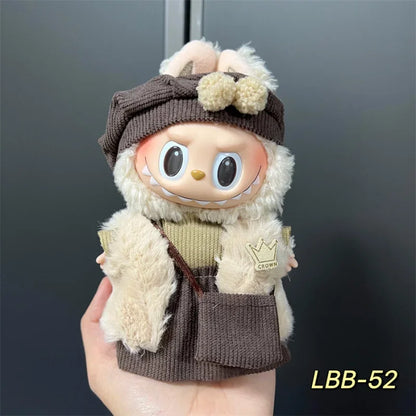 POP Labubu baby clothes 17cm plush vinyl labubu sit-down party first-generation and second-generation suit, clothes only