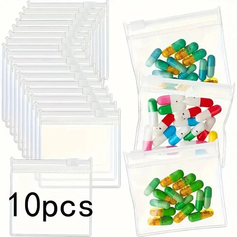 Reusable Pill Bags in 5/10/20pcs – Durable, Leak-Proof Zipper Pouches, Transparent Medicine Organizers for Travel & Daily Use