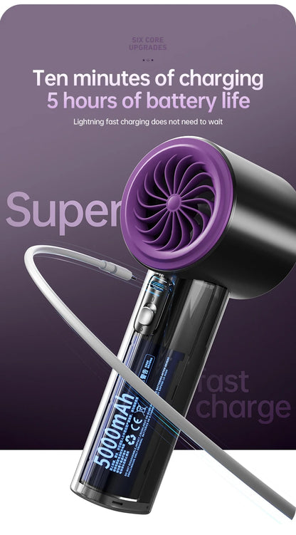 VGR 100 Speed High-speed Handheld Electric Fan with Flashlight USB Mini Portable Charging Small Fan Desktop Small Electric Fan