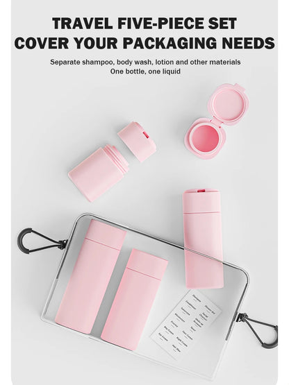 4-in-1 Leak-Proof Travel Bottles Set for Toiletries Refillable Plastic Containers with Lids for Spray Lotion and Shampoo