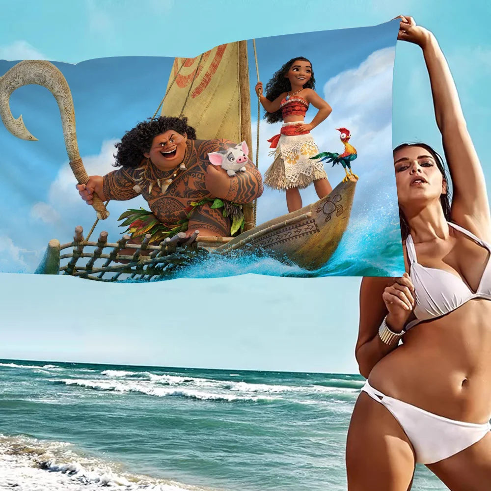 Cute Moana Cartoon Beach Towels Shower Towel Sauna Travel Spa Microfiber Quick Dry Gym Accessories Cute Room Decor