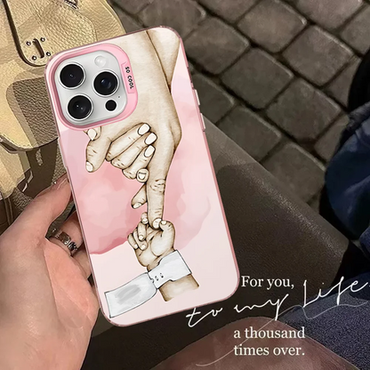 Baby Mom Daughter Son Dad Hand Phone Case For IPhone 16 15 14 13 12 11 Pro Max X XR XSMAX 8 7 Plus Matte Shockproof Back Cover