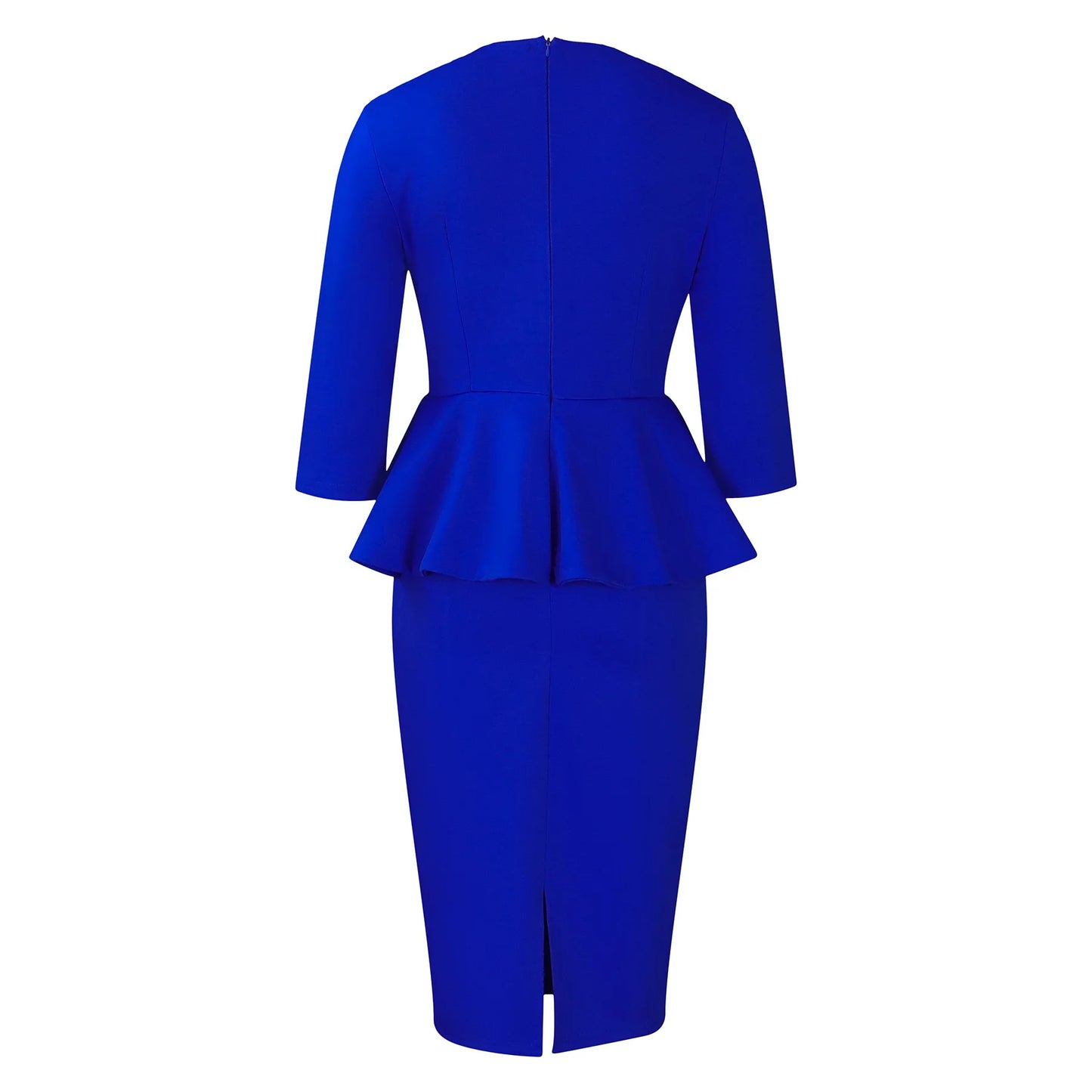 Elegant Office Dresses for Woman O Neck Full Sleeve Sheath Ruffles Package Hips Mid Calf Professional Business Work Dress Midi