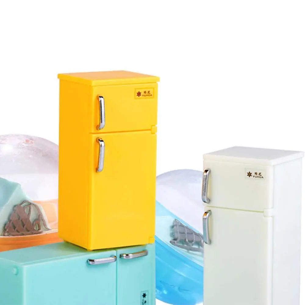 Fridge Toy Model Freezer Miniature Dollhouse Accessories 1:12 Dollhouse Miniature Doll House Decoration Simulation Refrigerator