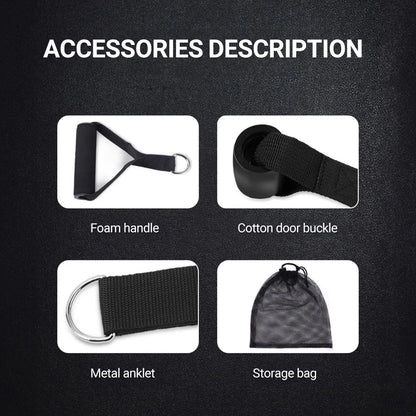 Multifunction Fitness Tension Rope Unisex Resistance Bands With Door Anchor Handles Carry Bag Legs Ankle Straps