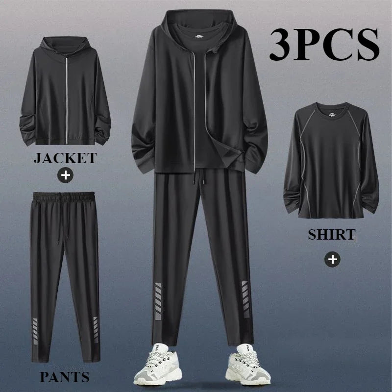Sports Suit Men's Running Training Clothes Fitness Clothes Spring 2-3 PCS Running Quick-drying Sports Sets Jacket Mens Clothes
