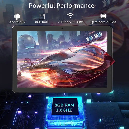 ATOUCH 10.1 Inch Android 12.0 Tablet HD Screen Dual SIM Card Dual Standby 6GB RAM 256GB ROM Tablet PC With Keyboard X19 Pro