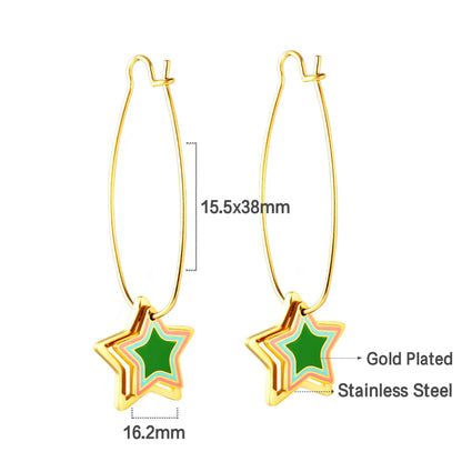 LUXUSTEEL Golden Heart style Women's Hoop Earrings Stainless Steel Female Earring Flower Star Drop Ear ring Jewelry Gifts