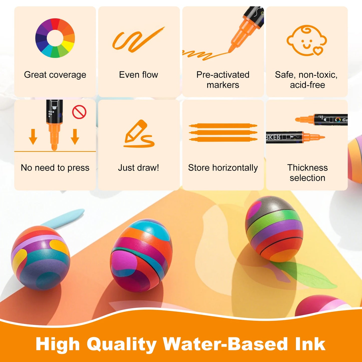 12/24/36/48/60/80 Colors Dual Tip Acrylic Paint Pens Markers Art Supplies for Wood, Rocks, Canvas, Glass, Ceramic, DIY, Graffiti