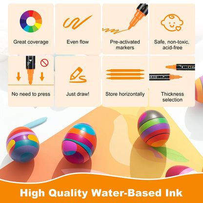 12/24/36/48/60/80 Colors Dual Tip Acrylic Paint Pens Markers Art Supplies for Wood, Rocks, Canvas, Glass, Ceramic, DIY, Graffiti