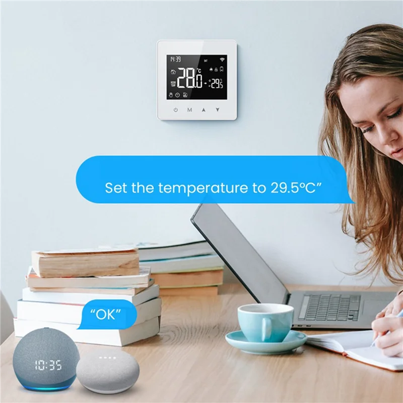 AAAEL-2X Tuya Zigbee Thermostat Smart Home Battery Powered Temperature Controller For Gas Boiler Works With Voice Assistant