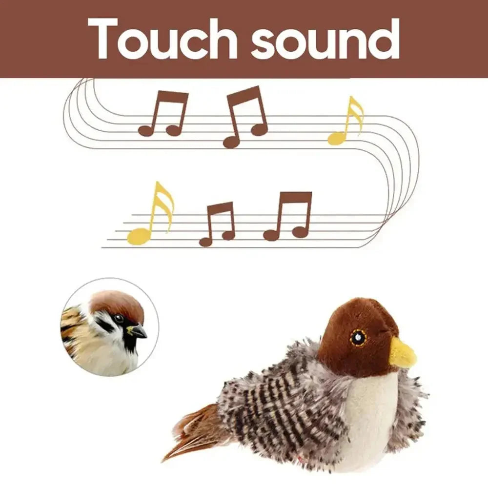 Interactive Cat Toys Electric Squeaky Simulation Bird Plush Cats Pets Teasing Toys with Feather Catnip Kitten Chirping Bird