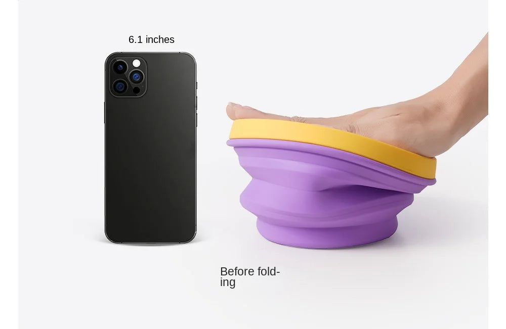 Silicone Bowl Foldable with Lid Camping Baby Travel Portable Round Large Food Container Heat Resistant Salad Bowl