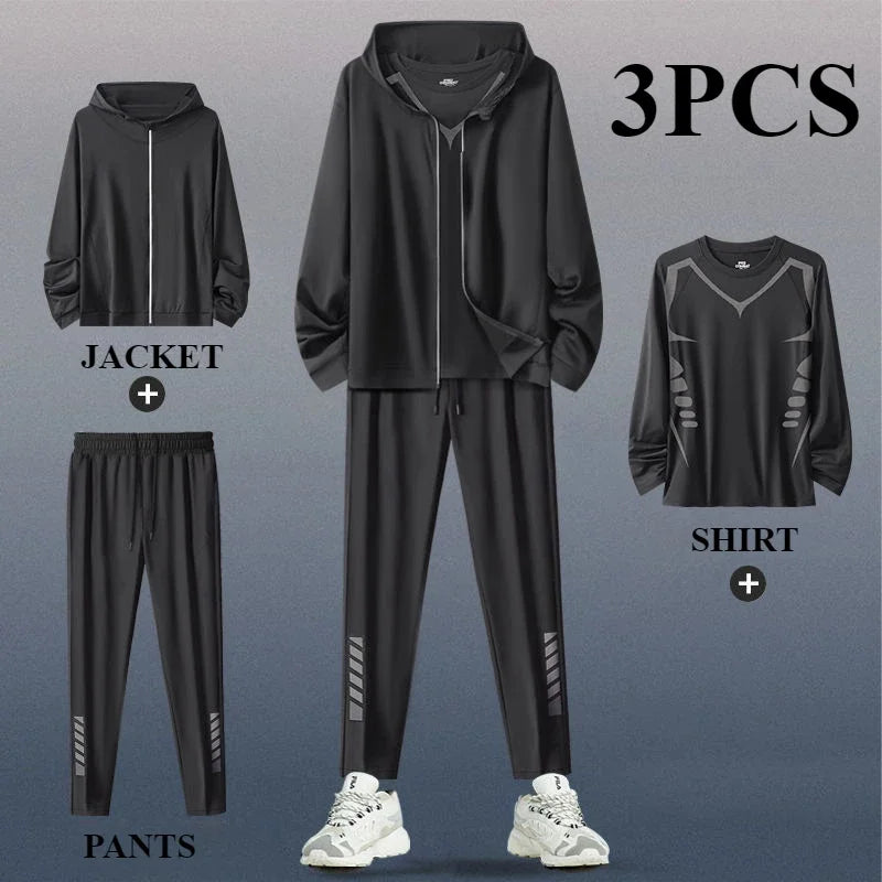 Sports Suit Men's Running Training Clothes Fitness Clothes Spring 2-3 PCS Running Quick-drying Sports Sets Jacket Mens Clothes