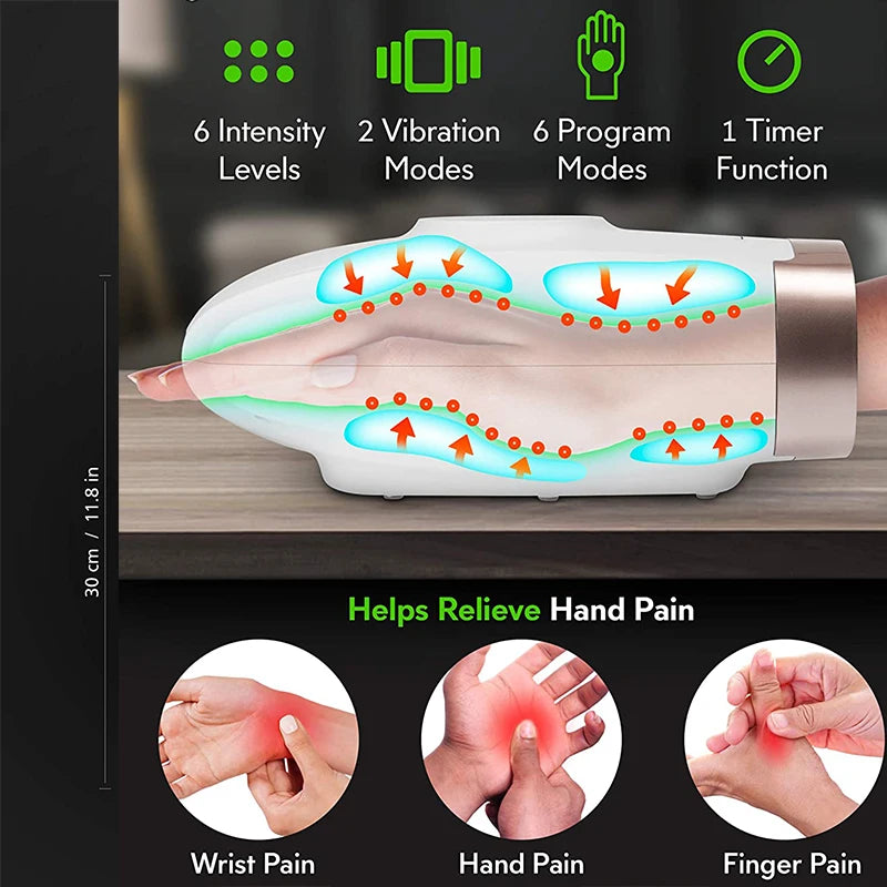 Cordless electric handheld massager with heat and pressure point therapeutic massager suitable for carpal tunnel