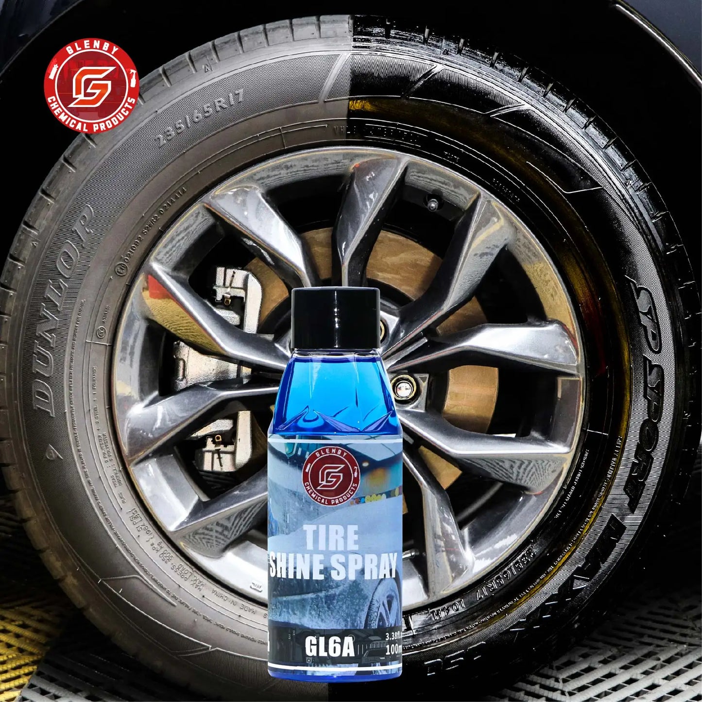 Black Wet Look Tire Shine Dressing -Automotive Clear Coat Tire Dressing for Glossy Wet Tire Look, Vinyl & Plastic, with UV