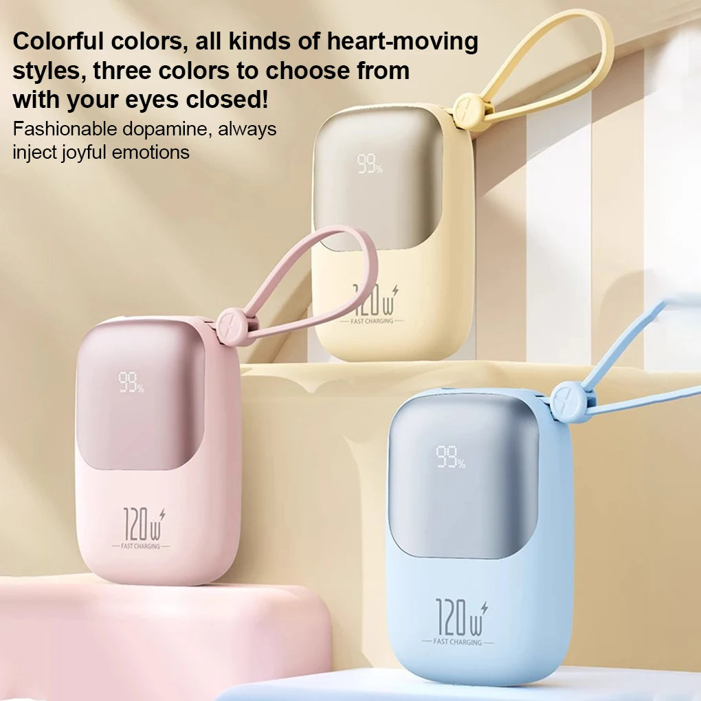 120W super fast charging power bank with cable 10000mAh large capacity portable mobile power Mini supply gift