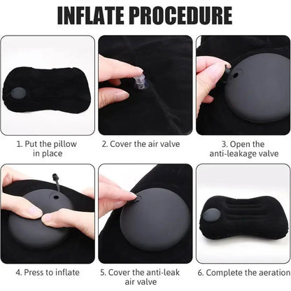 Camping Pillow Inflatable Travel Pillow 1pc Portable Neck Rest Press to Inflate Compact Air Pillow for Beach Office Home Travel