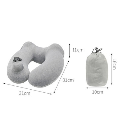 1 PCS Gray Inflatable Travel Pillow U Shaped Neck Support Waist Airplane Pillow With Cap Outdoor Camping Flight Accessories