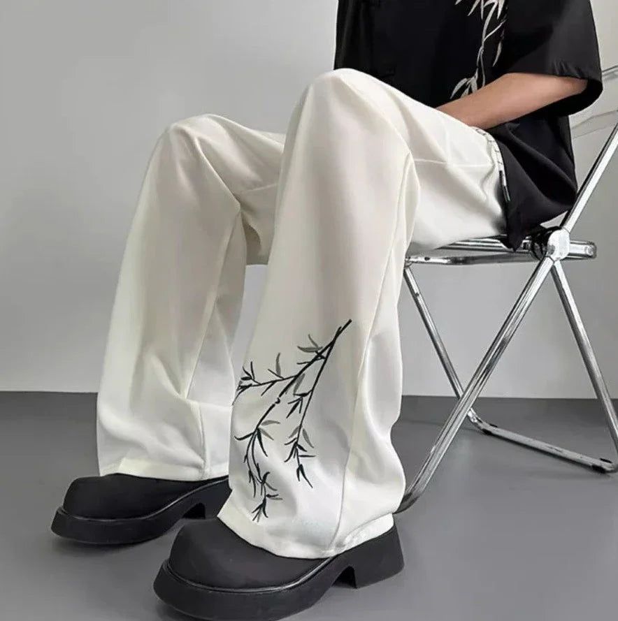 Social Tailoring Business Work Man Suits Pants Office Ice Silk Cooling Trousers for Men Fabric Korean Style Clothes Designer Up