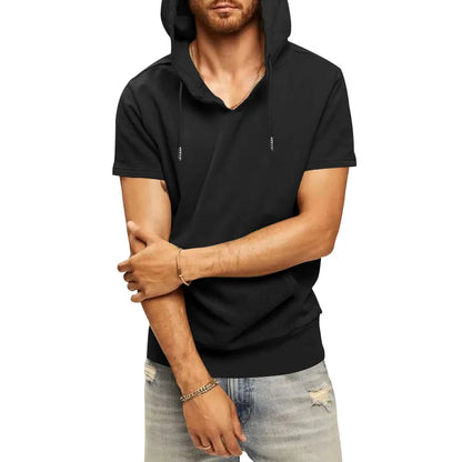 2024 Amazon New Men's Athleisure European and American Hooded Loose Short Sleeves