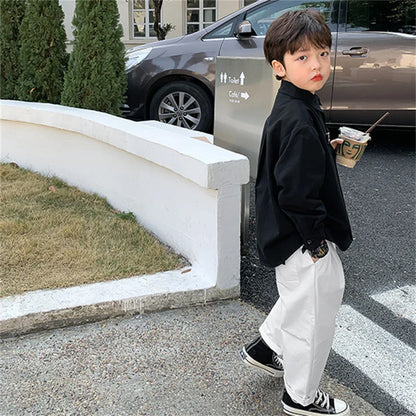 Boys Baby's Kids Blouse Jacket Outwear 2023 Black Spring Autumn Shirts Cotton Gift Plus Size Children's Clothing