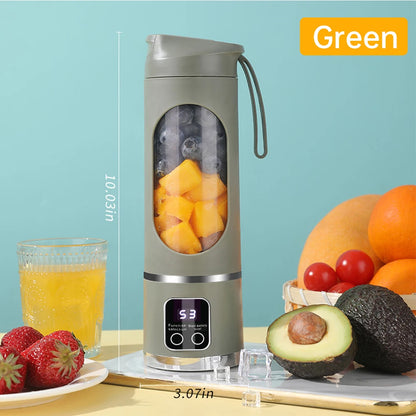 Portable Electric Juice Blender Cup 450ML 12-Blade Powerful Motor Juicing Cup Household Travel Rechargeable Juice Bottle