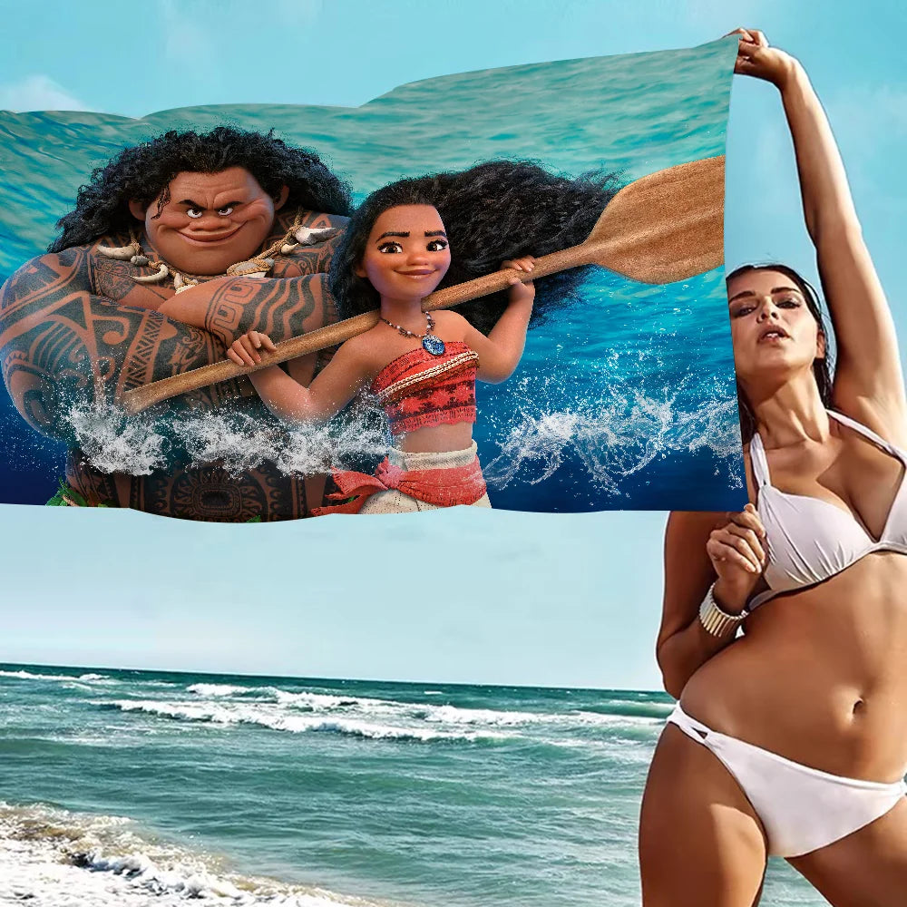 Cute Moana Cartoon Beach Towels Shower Towel Sauna Travel Spa Microfiber Quick Dry Gym Accessories Cute Room Decor