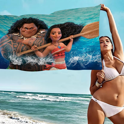 Cute Moana Cartoon Beach Towels Shower Towel Sauna Travel Spa Microfiber Quick Dry Gym Accessories Cute Room Decor