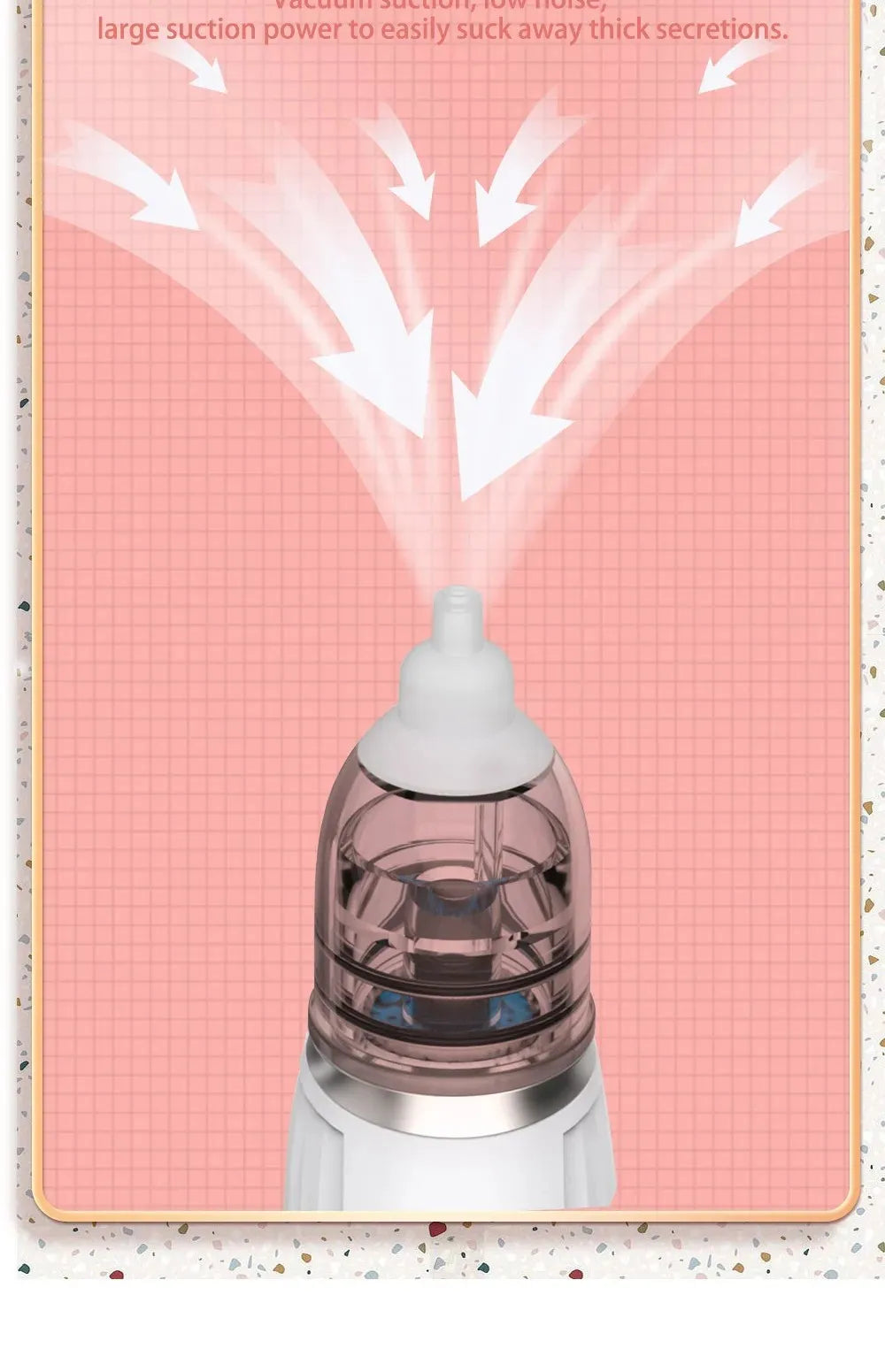 Baby Electric Nasal Aspirator Low Noise 3 Suction Levels Rechargeable Nose Sucker Cleaner Snot Booger Mucus Remover For Infant