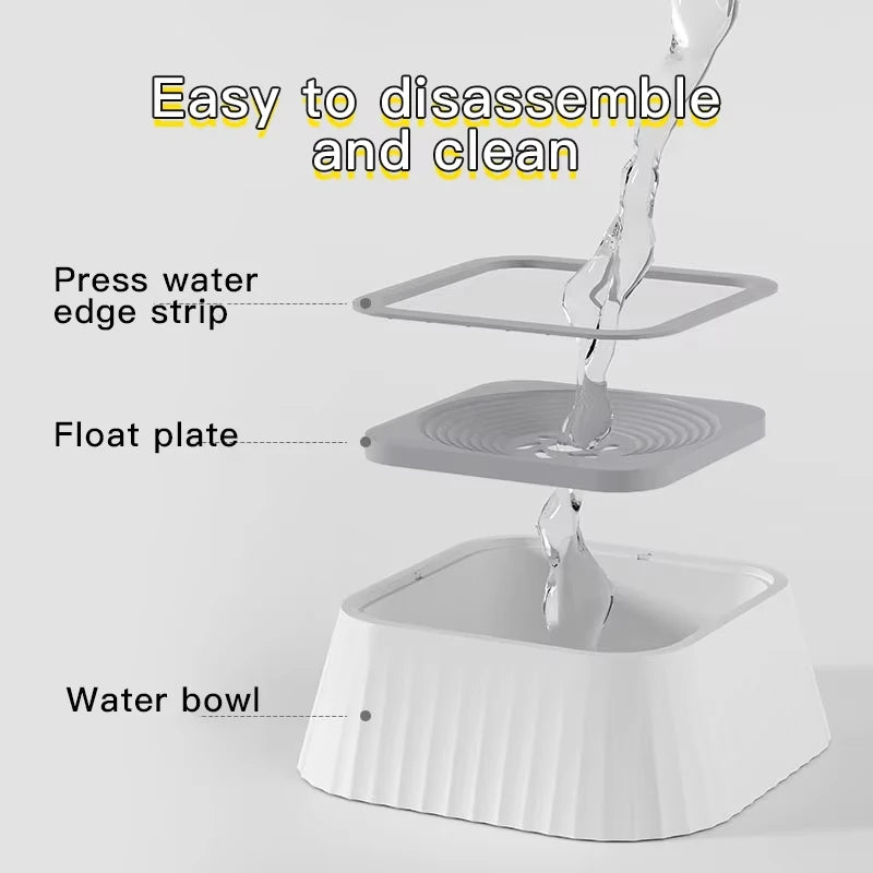 Spill Proof Pet Water Fountain with Floating Plates Non Slip Anti Splash Bowl Suitable for Cats and Dogs Clean Drinking