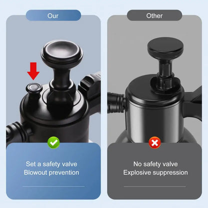 2L Pressure Sprayer Bottle With Ergonomic Handle Leakproof Hand Snow Foam Sprayer Water Pump Bottle With 2 Replacement Nozzles