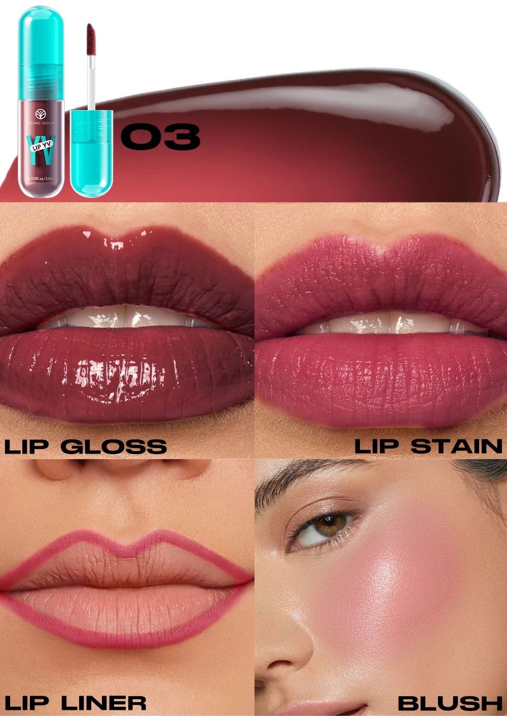 YOUNG VISION 6-Shade Avocado Long-Lasting Moisturizing Lip Stain is lightweight, non-sticky, non-stick cup lip stain
