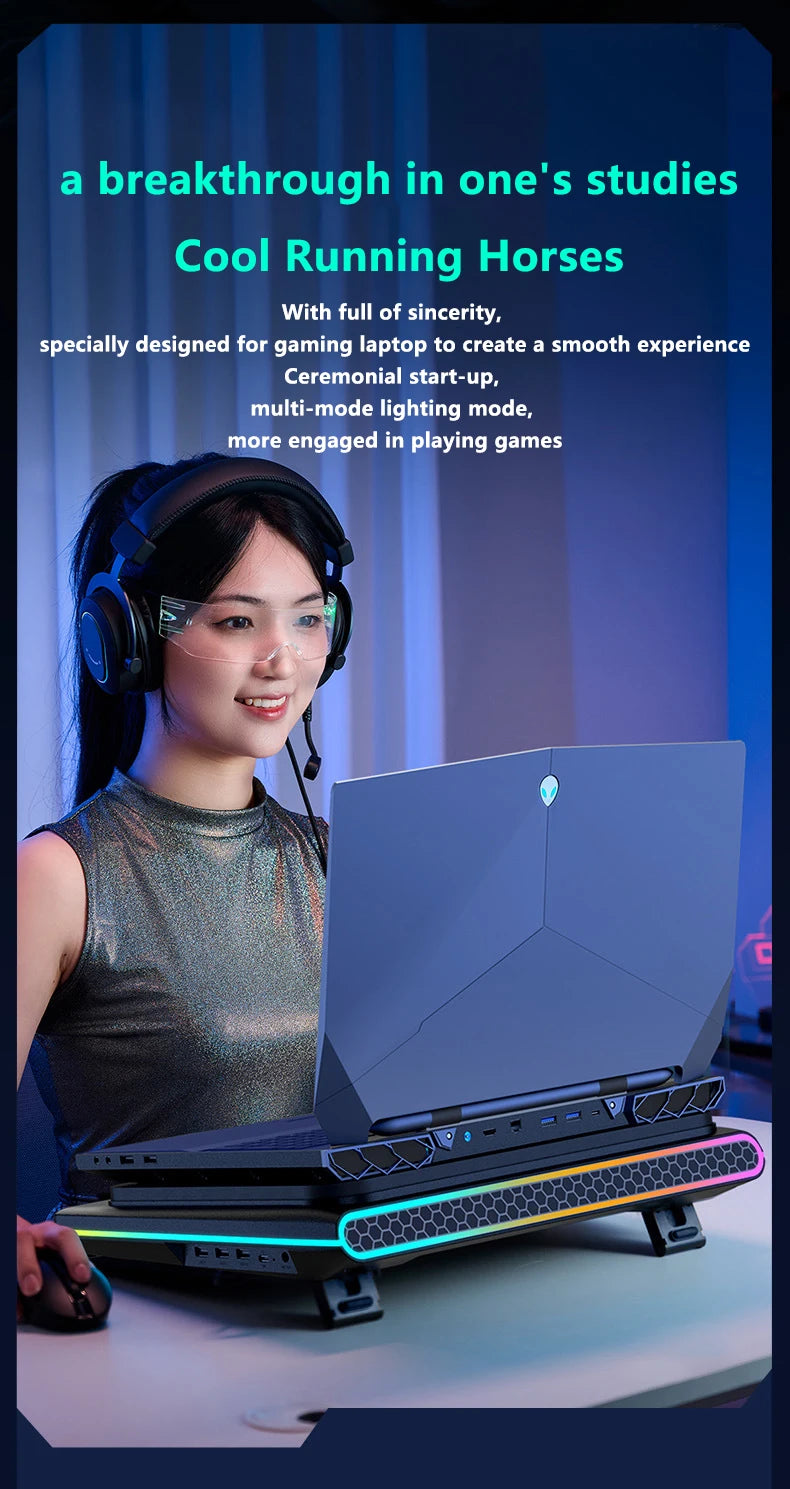 Gaming Laptop Cooling Pad, Laptop Cooling Stand with 5.5inch External Cooling Fan, Rapid Cooling Laptop 15.6-21inch