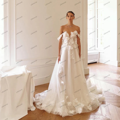 Charming Wedding Dresses Elegant Bridal Gowns Off The Shoulder Robes Satin Floor Length Glamorous Vestidos De Novia Customized