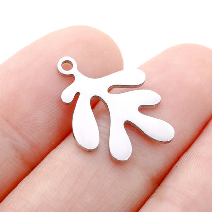 3PCs Stainless Steel Mini Flower Charms Tree Leaf Bird Pendant Necklace Diy Earring For Jewelry Making Findings Wholesale