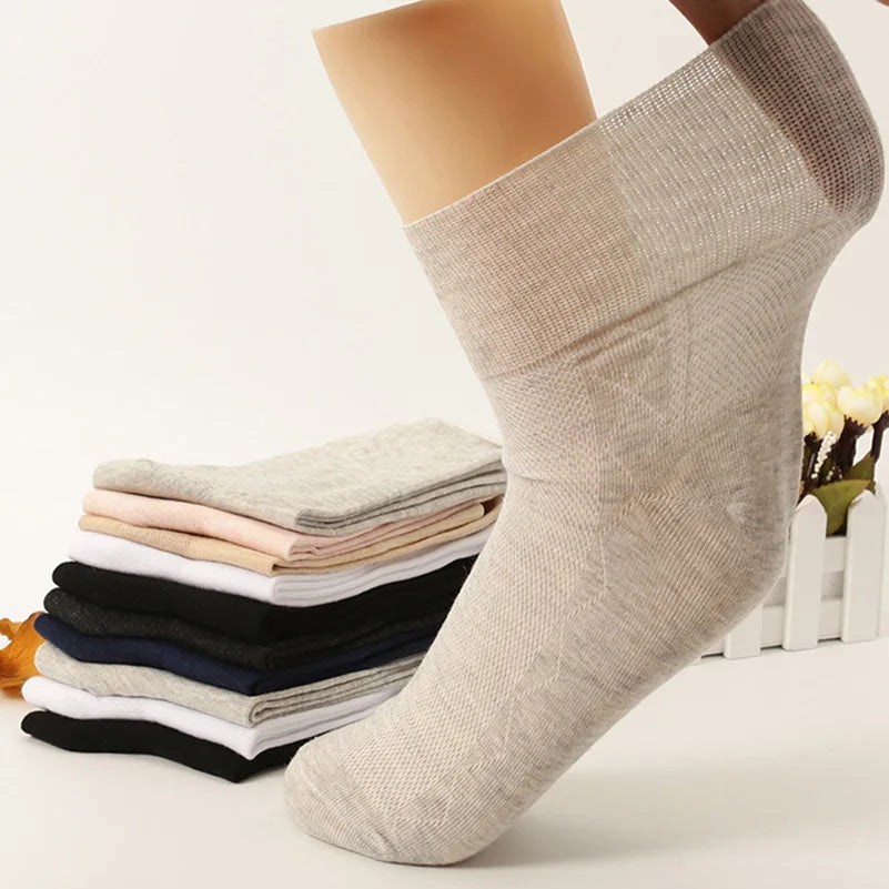 5Pairs Comfortable and Supportive Diabetic Socks for Men and Women Moisture wicking Cotton Fabric Non-binding Top Business Socks