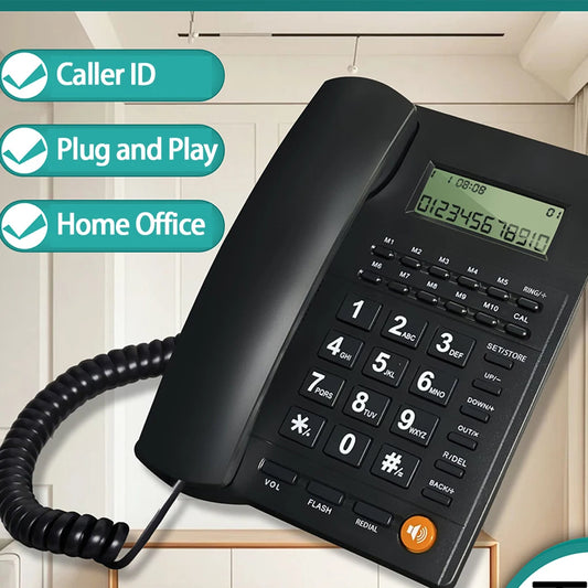 Desk Corded Telephone With Display Home Fixed Landline Phone quick dialing hands-free etc for Home Hotel Office Restaurant