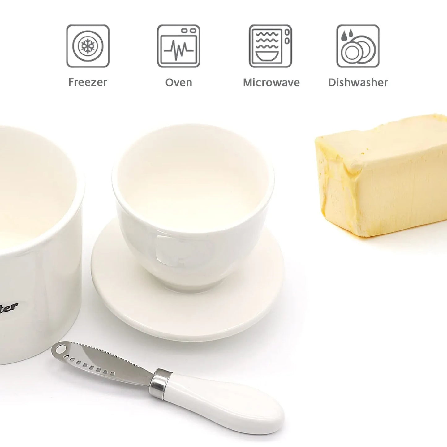 French Butter Crock For Counter With Butter Knife On Demand Spreadable Butter Ceramic Bell Style Butter Jar Butter Dish with Lid