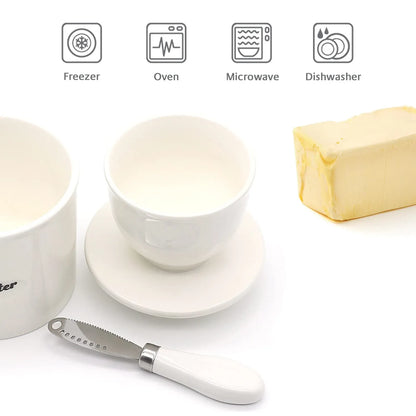 French Butter Crock For Counter With Butter Knife On Demand Spreadable Butter Ceramic Bell Style Butter Jar Butter Dish with Lid