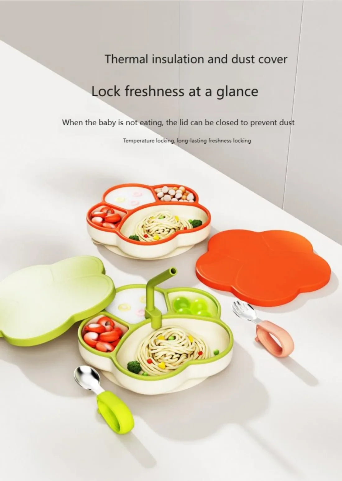 Baby Silicone Dining Plate with Baby Feeding Toddler Training Tableware Straw Cute Cat Claw Child Dishes Kids Plate Dishes Bowl