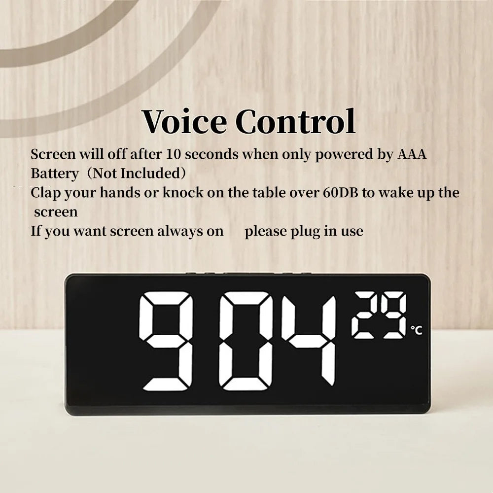 Multi-function Electronic Clock Multi-set Alarm Clock Mirror Clock Home Decoration Simple Large Screen Clock