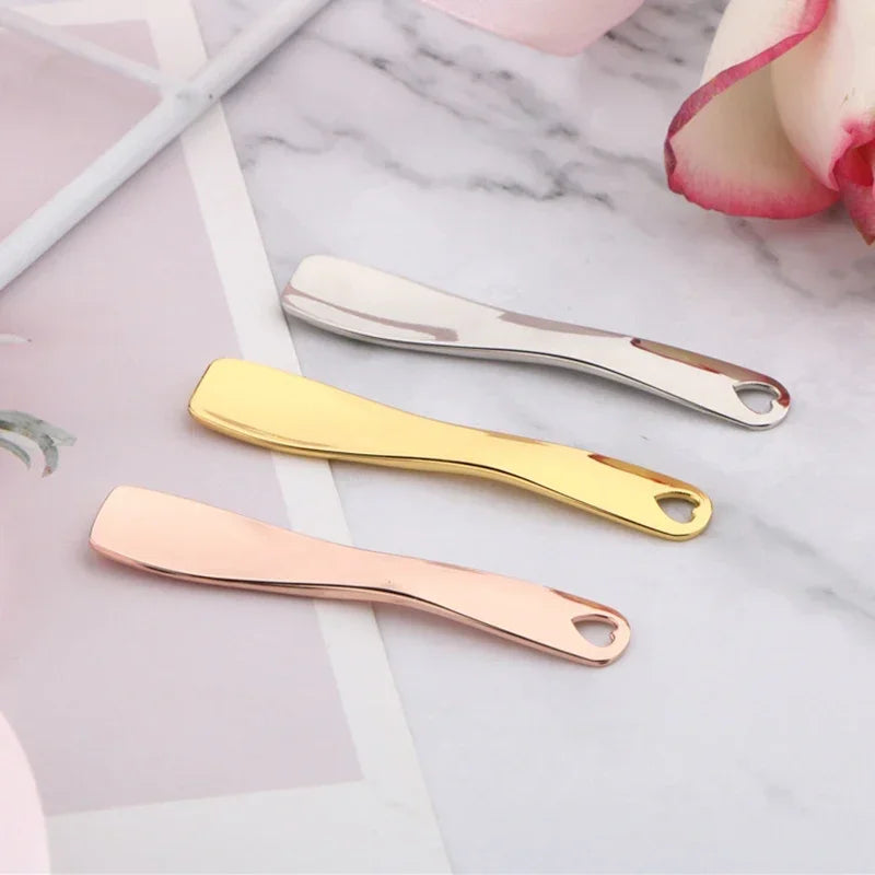 Metal Makeup Spatula Zinc Alloy Curved Scoop Facial Mask Eye Cream Mixing Brush Mini Spoon Stick Skincare Cosmetic Beauty Tool
