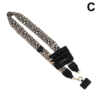 Phone Strap With Zippered Pouch Clip And Go Strap For Phone With Wallet Card Bag Crossbody Mobile Phone Storage Strap